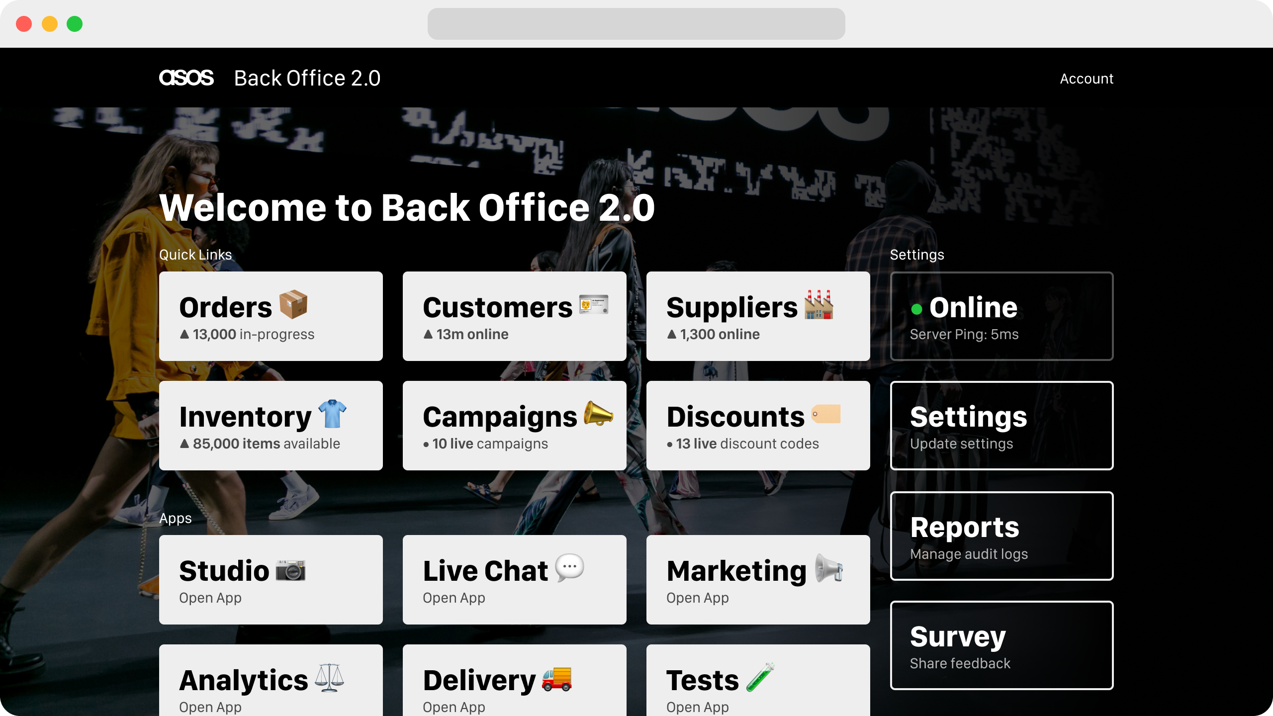 ASOS Back Office – browser view 1