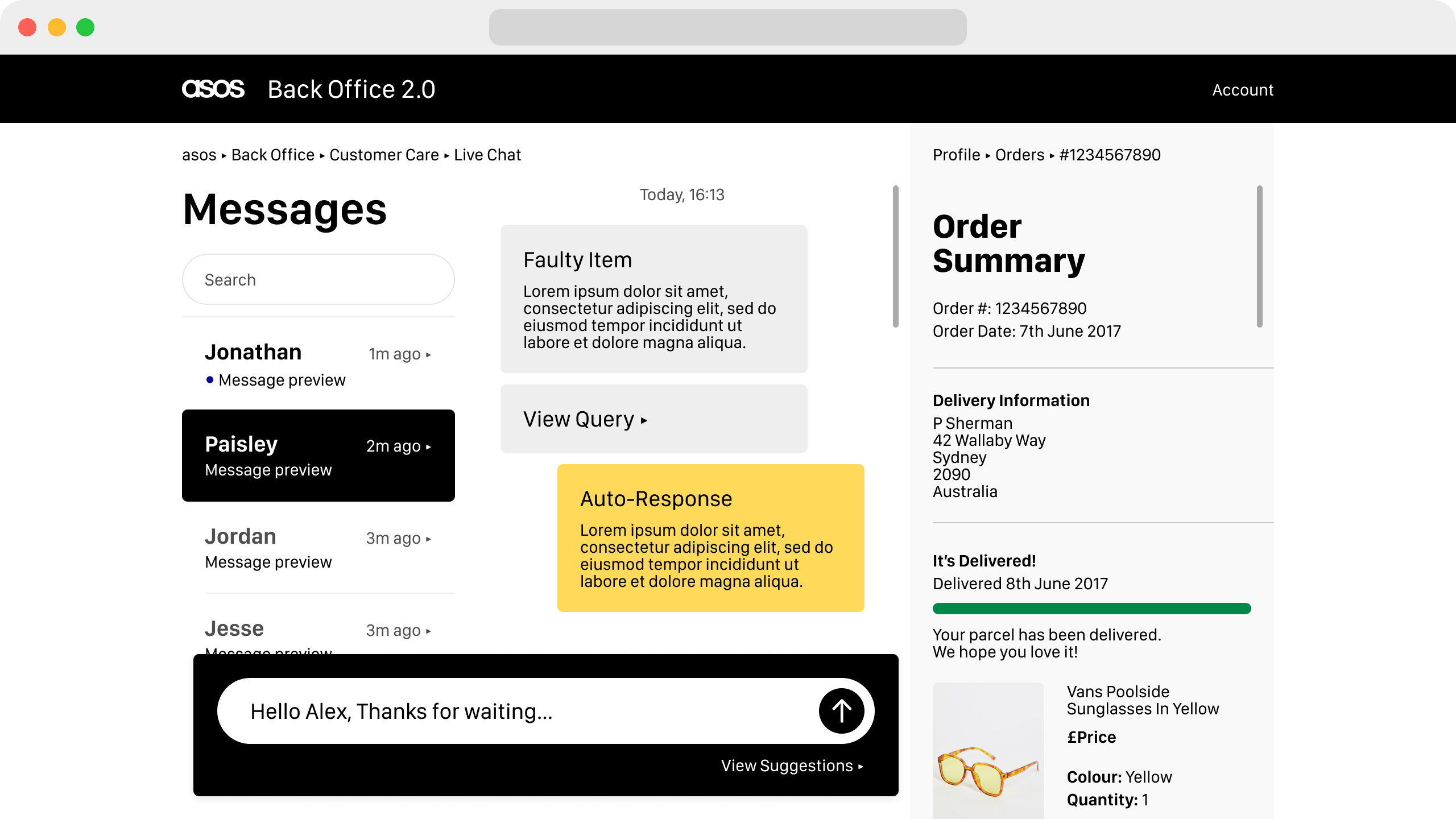 ASOS Back Office – browser view 3